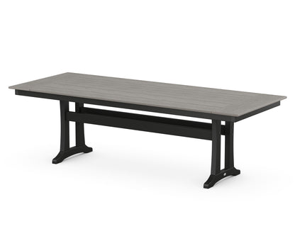POLYWOOD® Farmhouse Trestle 38" x 96" Dining Table in Black / Driftwood