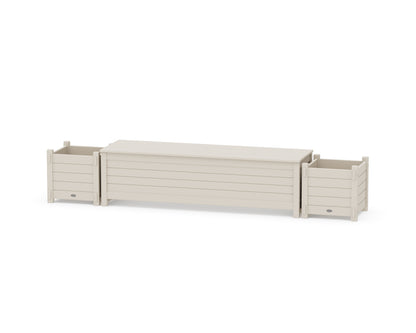 POLYWOOD® 60" Nautical Straight Planter Storage Bench Set in Sand