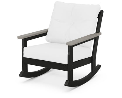 POLYWOOD® Vineyard Deep Seating Rocking Chair in Black / Driftwood / Natural