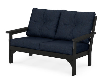 POLYWOOD® Vineyard Deep Seating Loveseat in Black / Marine Indigo