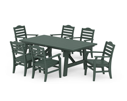 POLYWOOD® Savannah Arm Chair 7-Piece Rustic Farmhouse Dining Set in Green