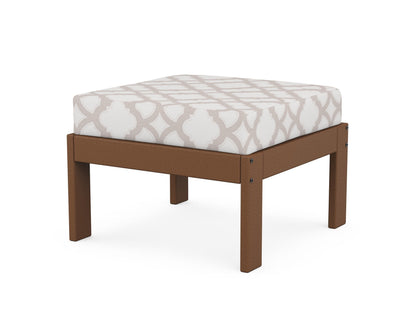 POLYWOOD® Vineyard Modular Ottoman in Teak / Trellis Dune Burlap