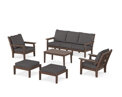 POLYWOOD® Chippendale 6-Piece Lounge Sofa Set in Mahogany / Ash Charcoal