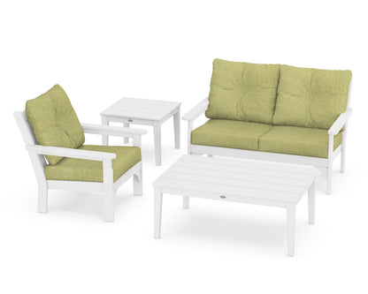 POLYWOOD® Vineyard 4-Piece Deep Seating Set in White / Chartreuse Boucle