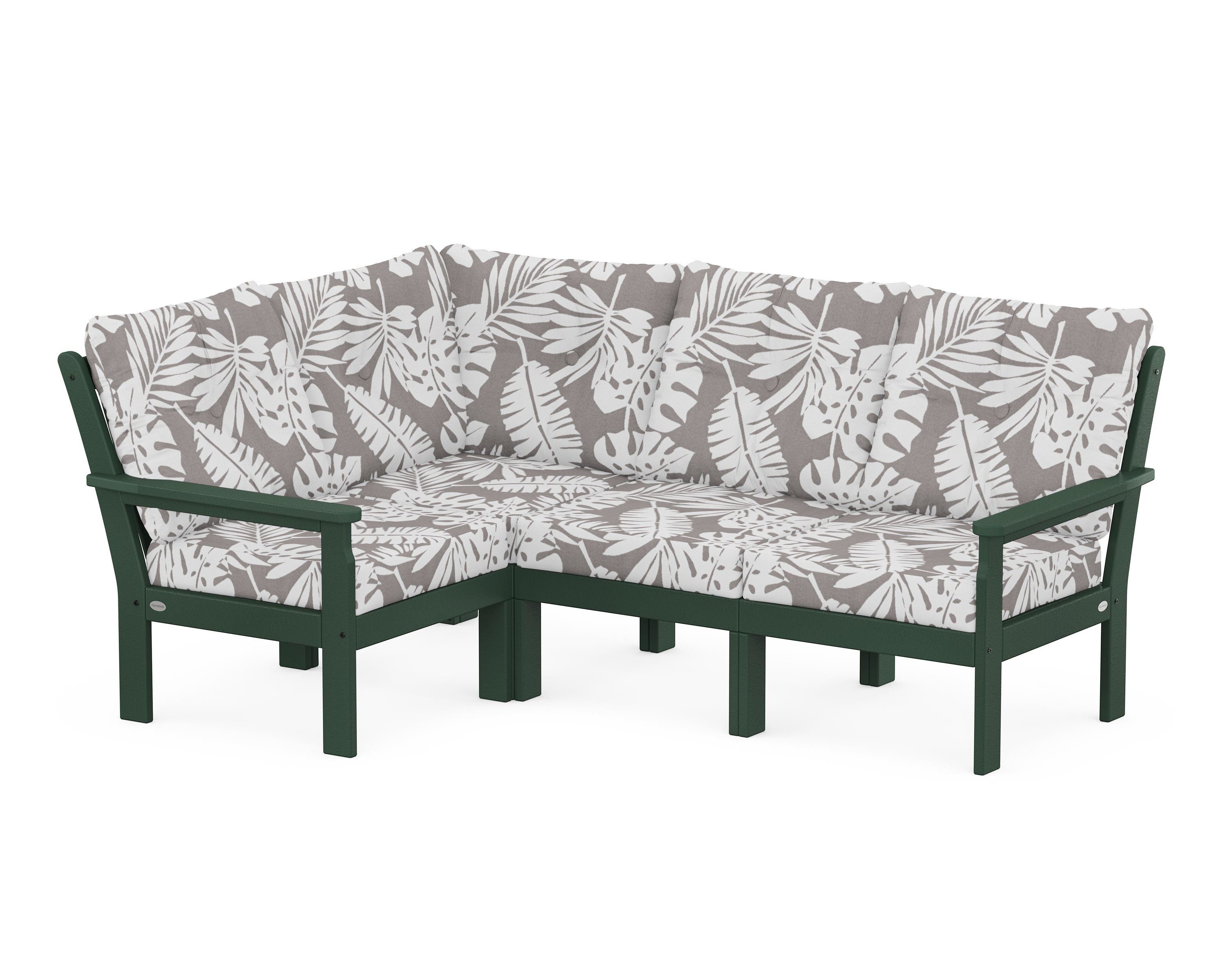 POLYWOOD® Vineyard 4-Piece Sectional in Green / Leaf Grey Mist