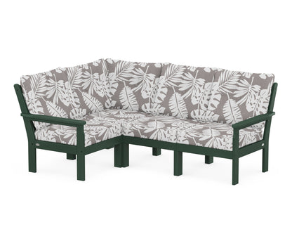 POLYWOOD® Vineyard 4-Piece Sectional in Green / Leaf Grey Mist
