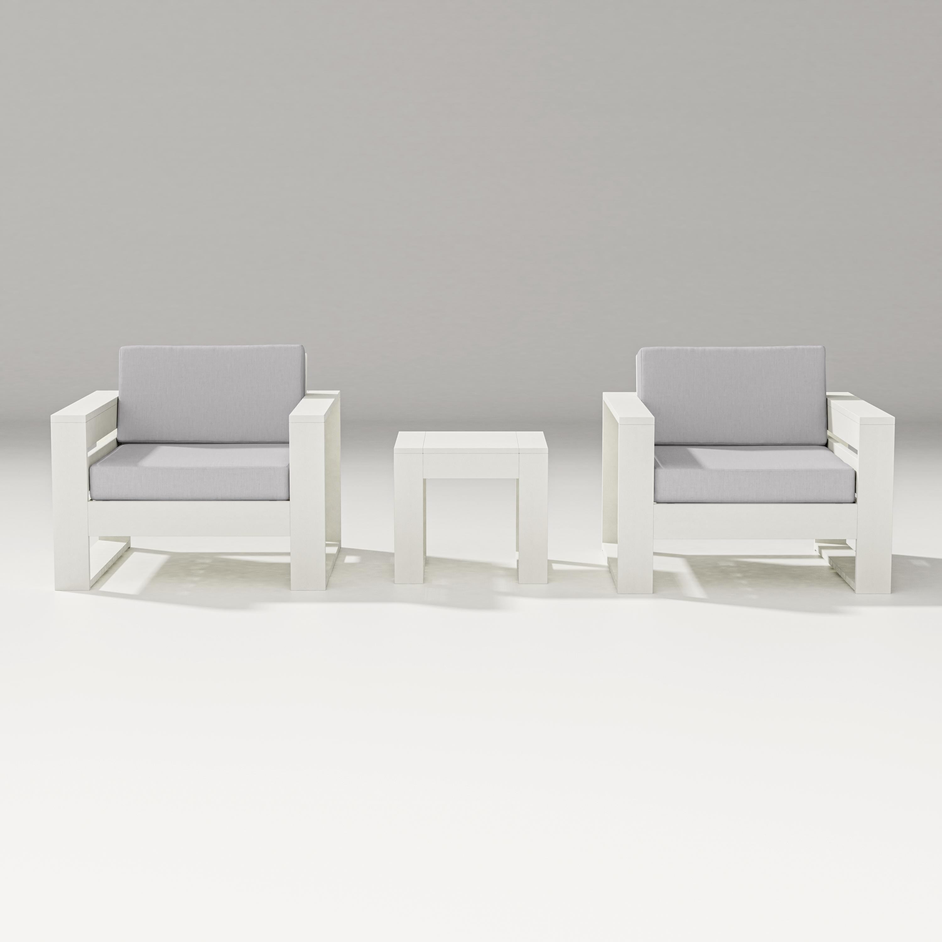 PW Designer Series Latitude 3-Piece Lounge Chair Set in Vintage White / Granite
