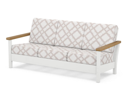 POLYWOOD® Harbour Deep Seating Sofa in White / Natural / Trellis Dune Burlap