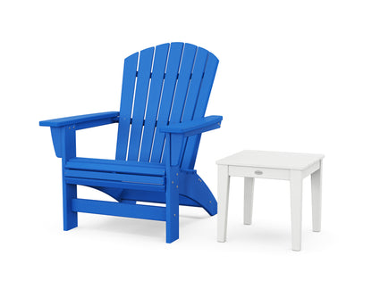 POLYWOOD® Nautical Grand Adirondack Chair with Side Table in Pacific Blue / White
