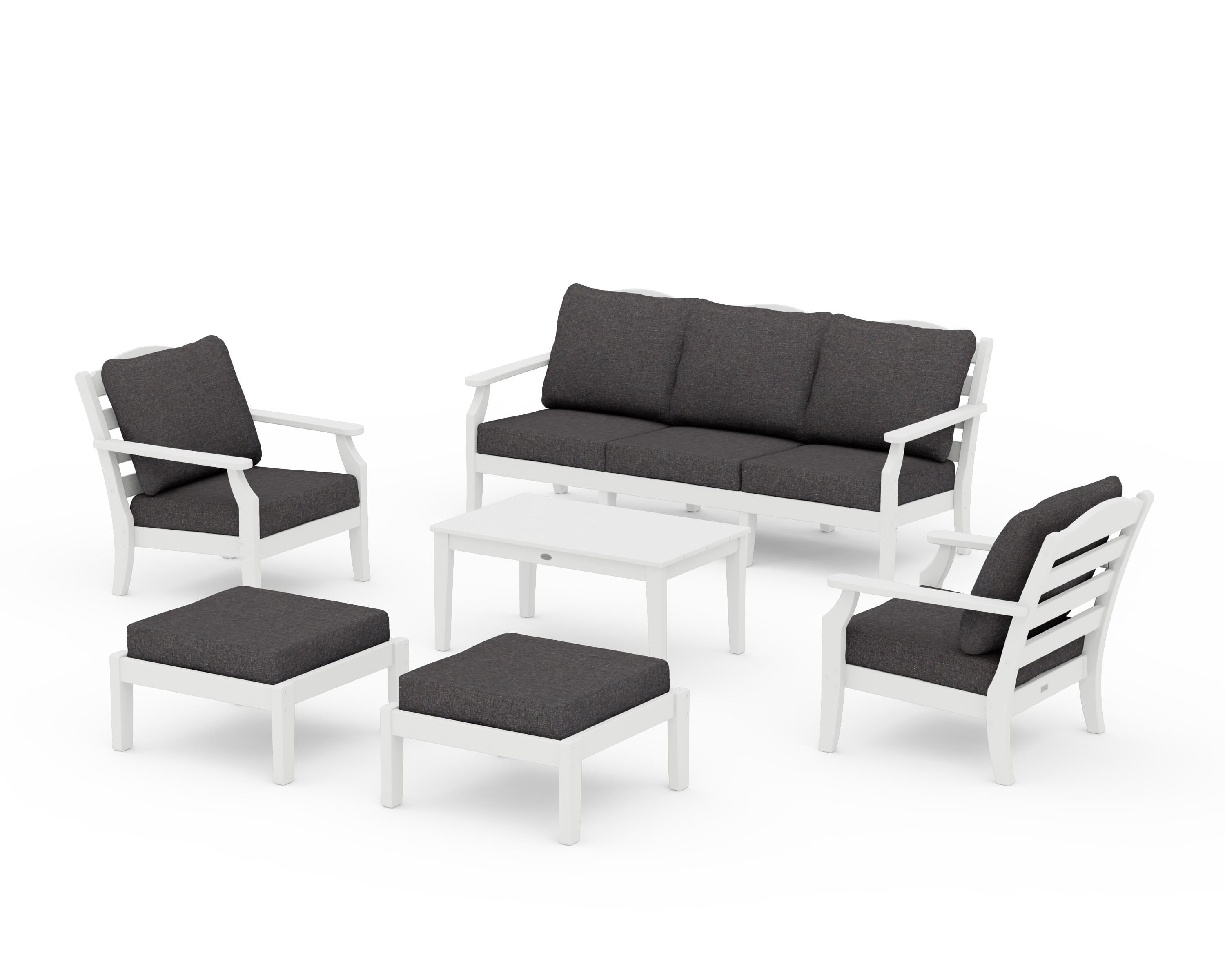 Draper James™ by  POLYWOOD® Savannah 6-Piece Lounge Sofa Set in White / Ash Charcoal