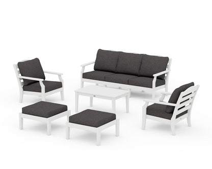 Draper James™ by  POLYWOOD® Savannah 6-Piece Lounge Sofa Set in White / Ash Charcoal