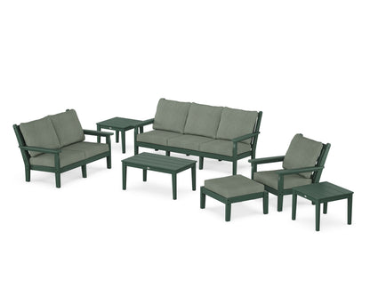POLYWOOD® Chippendale 7-Piece Deep Seating Set in Green / Cast Sage