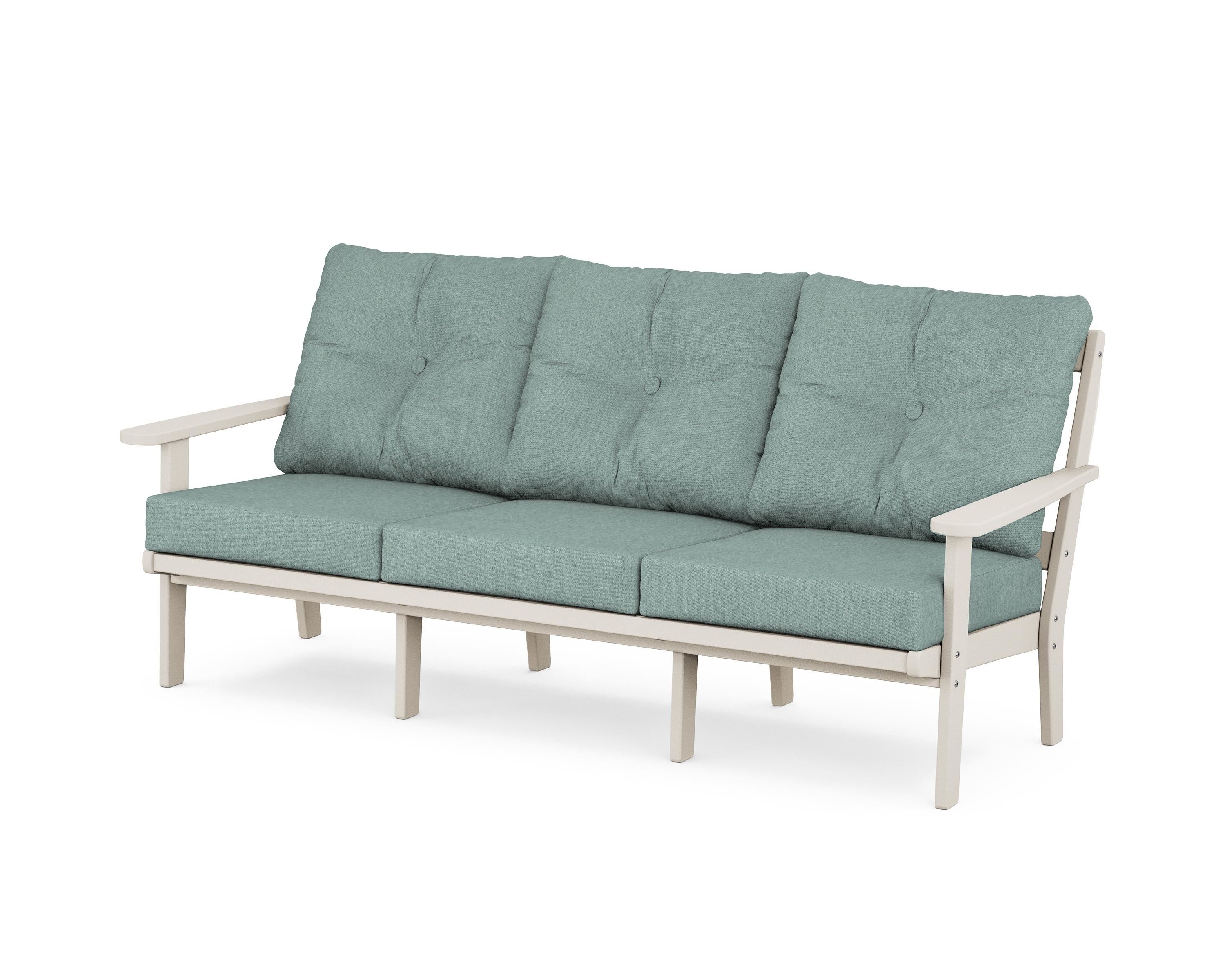 POLYWOOD® Mission Deep Seating Sofa in Sand / Glacier Spa