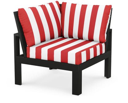 Unbranded Modular Corner Chair in Black / Cabana Stripe Crimson