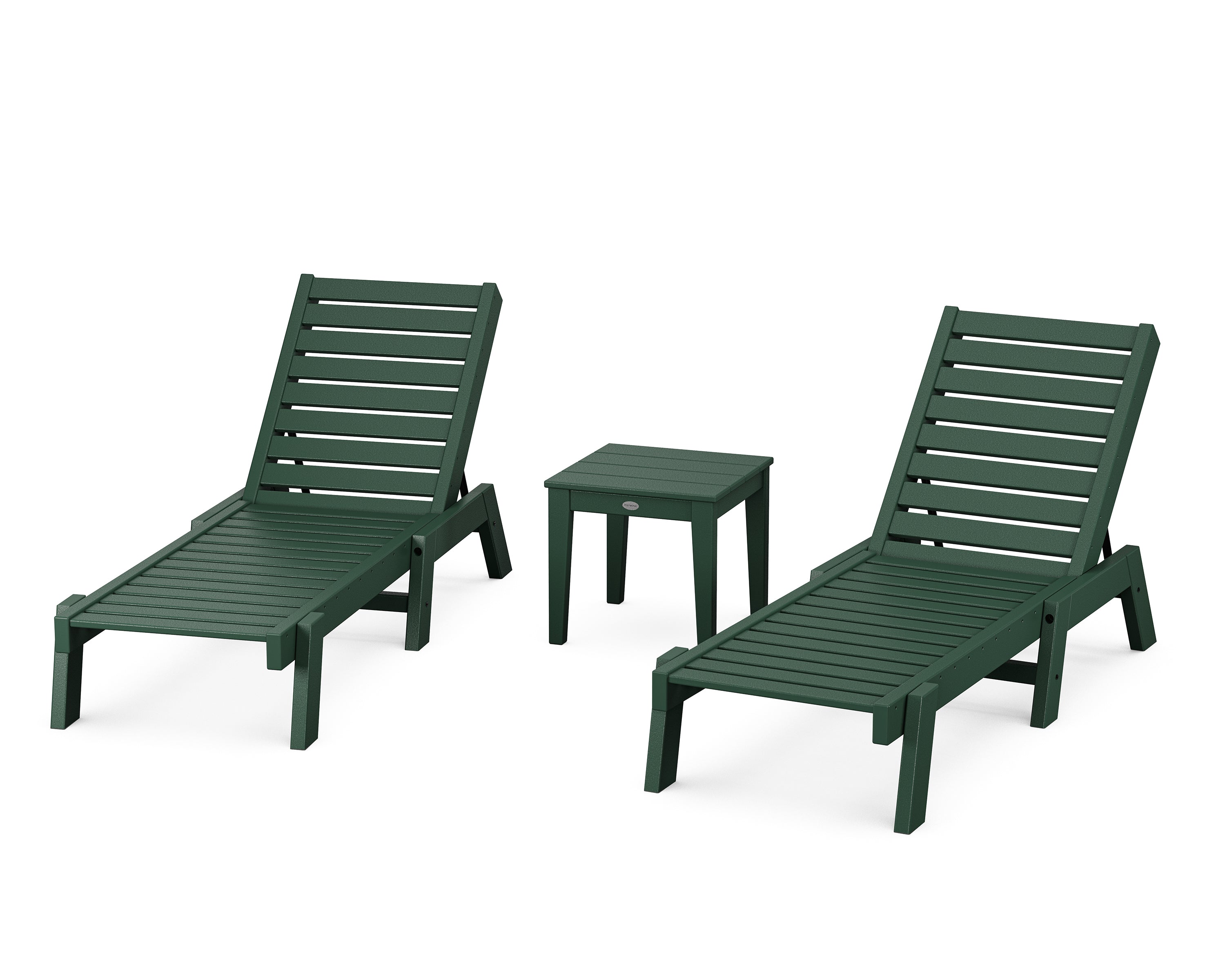 POLYWOOD® Captain Chaise 3-Piece Set in Green