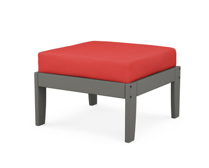 Unbranded Modular Ottoman - Classic in Slate Grey / Crimson Linen