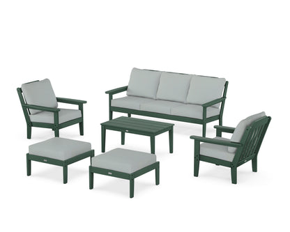 Country Living Cottage 6-Piece Lounge Sofa Set in Green / Spa