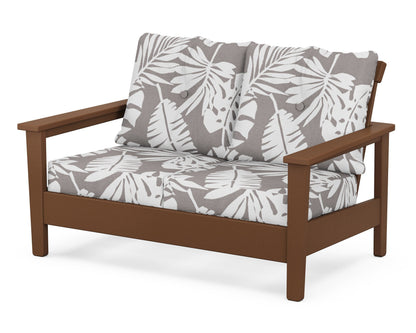 POLYWOOD® Prescott Deep Seating Loveseat in Teak / Leaf Grey Mist