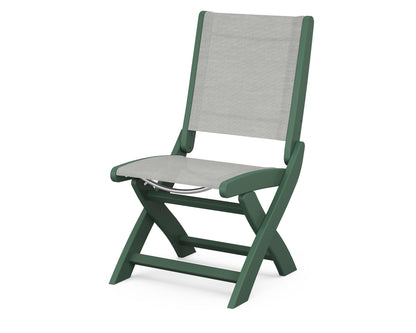 POLYWOOD® Coastal Folding Side Chair in Green / Metallic Sling