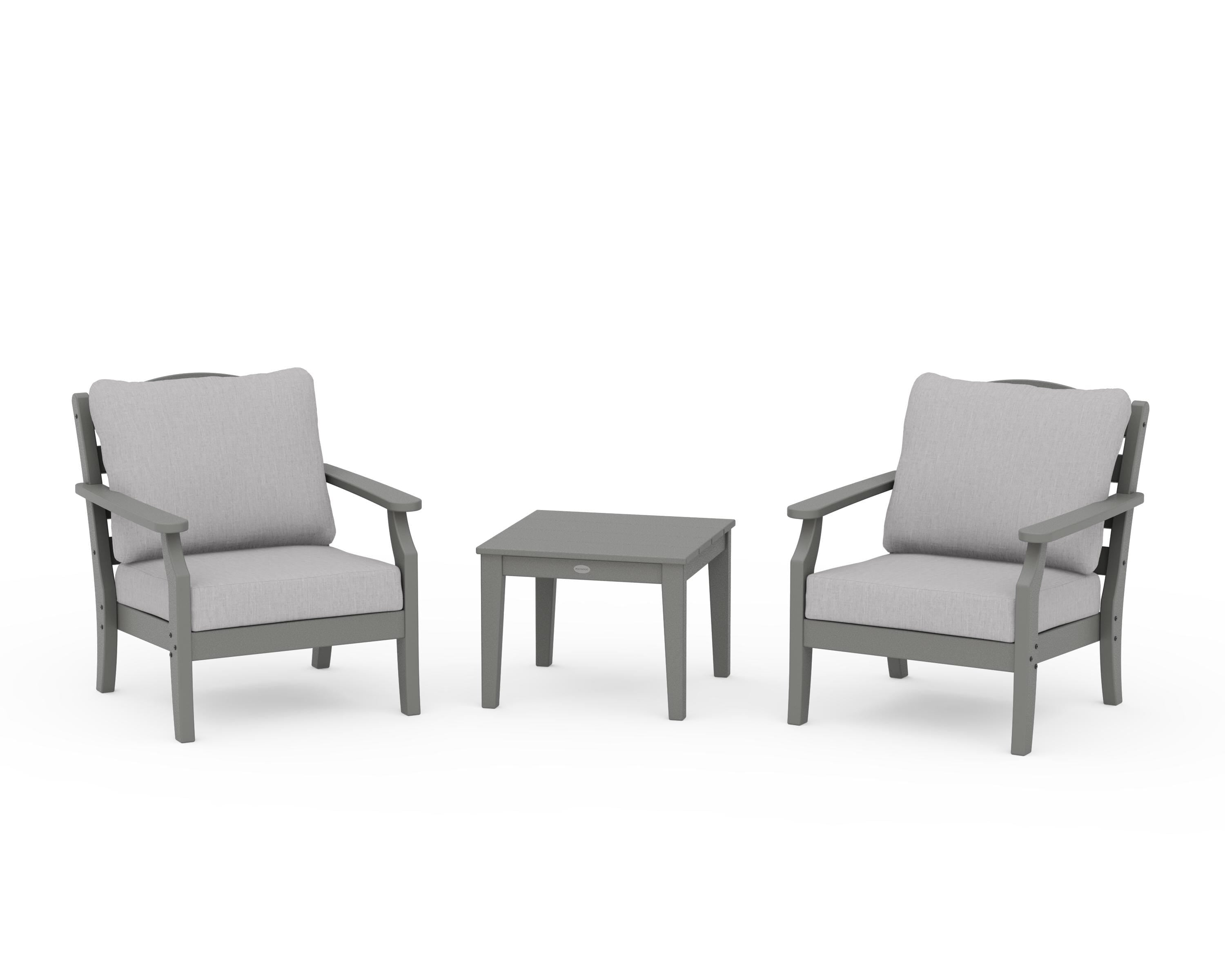 Draper James™ by  POLYWOOD® Savannah 3-Piece Deep Seating Set in Slate Grey / Granite