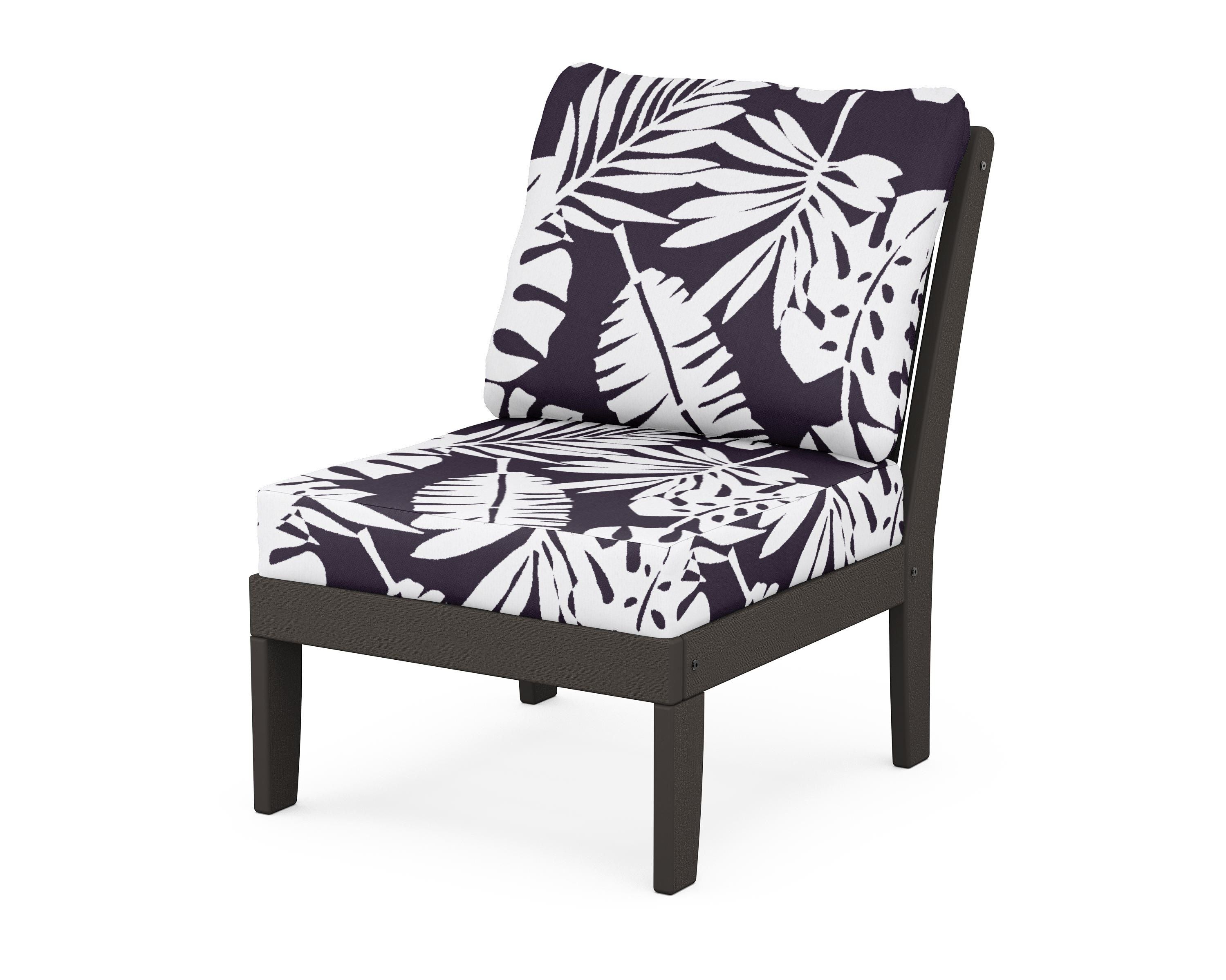 POLYWOOD® Braxton Modular Armless Chair in Vintage Coffee / Leaf Navy
