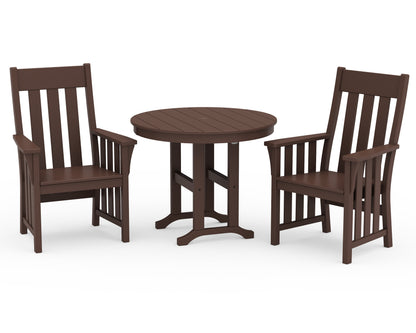 Martha Stewart by POLYWOOD® Acadia 3-Piece Farmhouse Dining Set in Mahogany