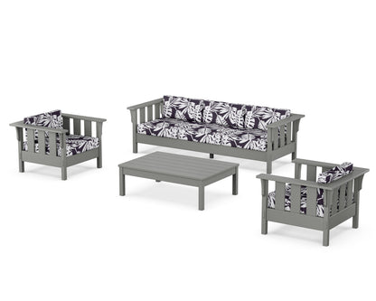 Martha Stewart by POLYWOOD® Acadia 4-Piece Deep Seating Set with Sofa in Slate Grey / Leaf Navy