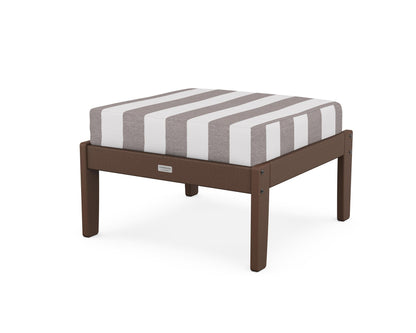 Country Living Cottage Deep Seating Ottoman in Mahogany / Cabana Stripe Grey Mist