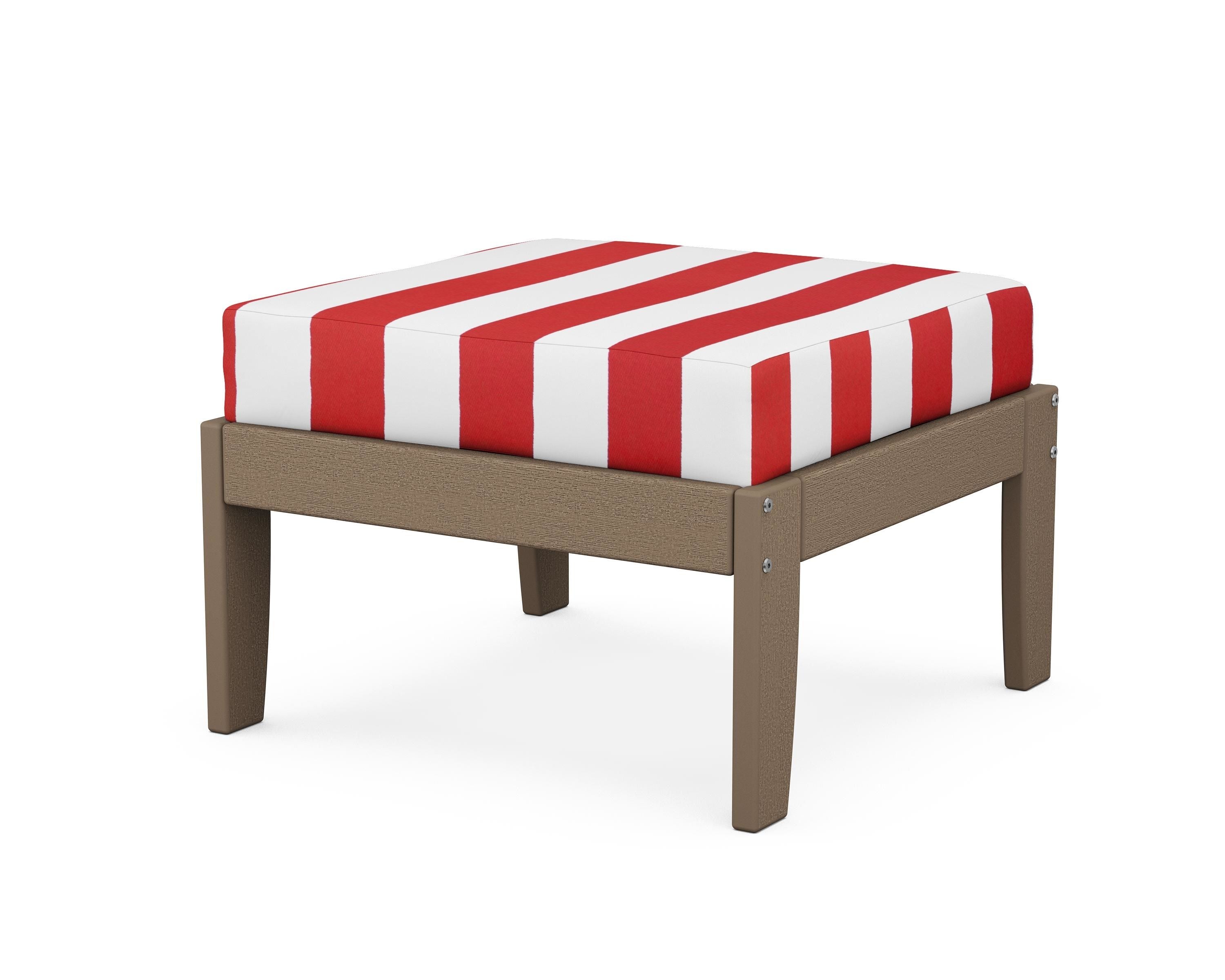 Unbranded Modular Ottoman - Classic in Vintage Sahara / Cabana Stripe Crimson