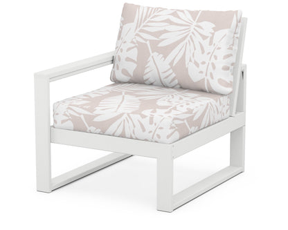 POLYWOOD® EDGE Modular Left Arm Chair in White / Leaf Dune Burlap