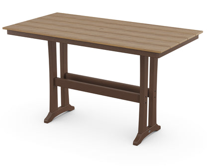 POLYWOOD® Farmhouse Trestle 37" x 72" Bar Table in Mahogany / Natural