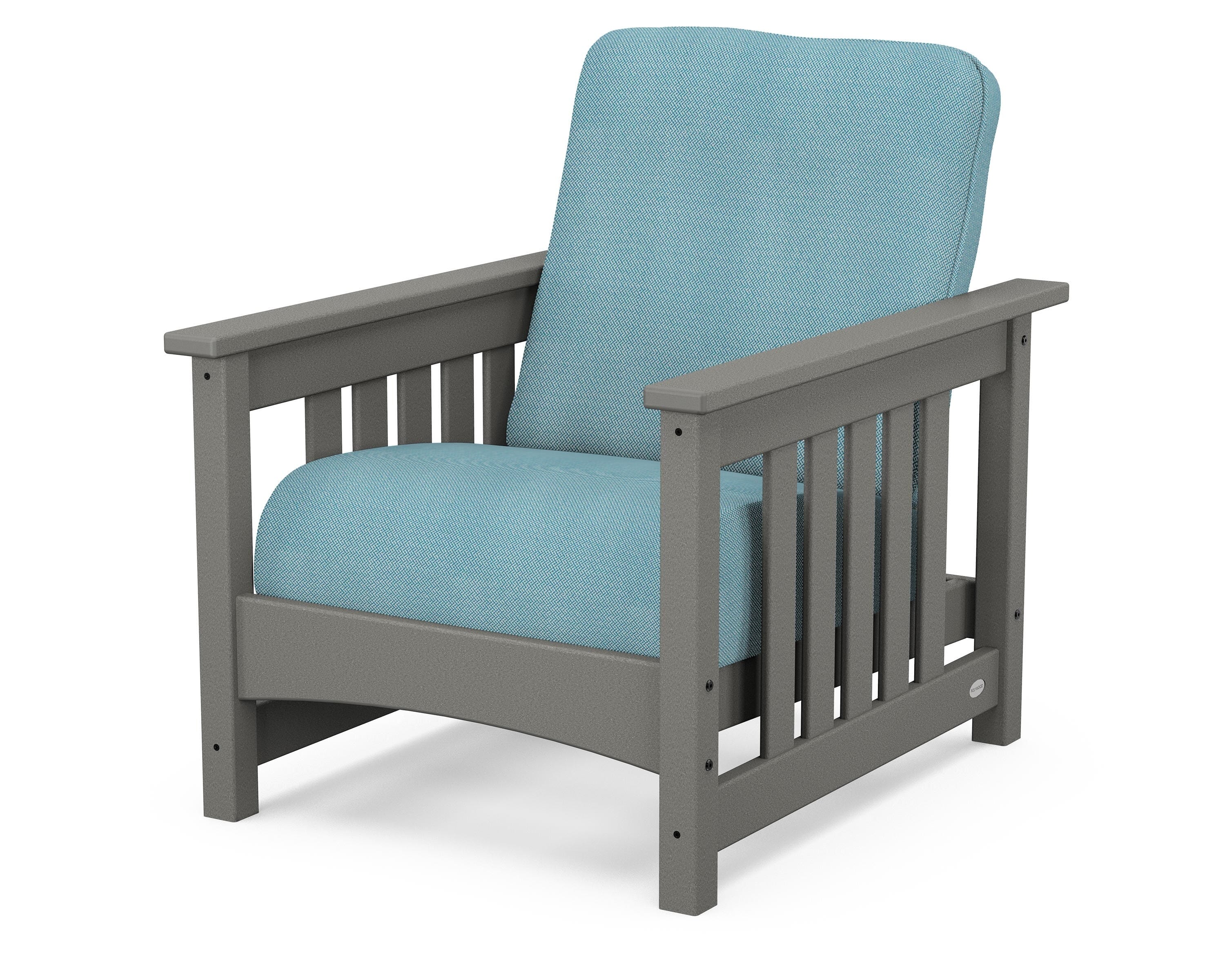 POLYWOOD® Club Mission Chair in Slate Grey / Lattice Sky Blue