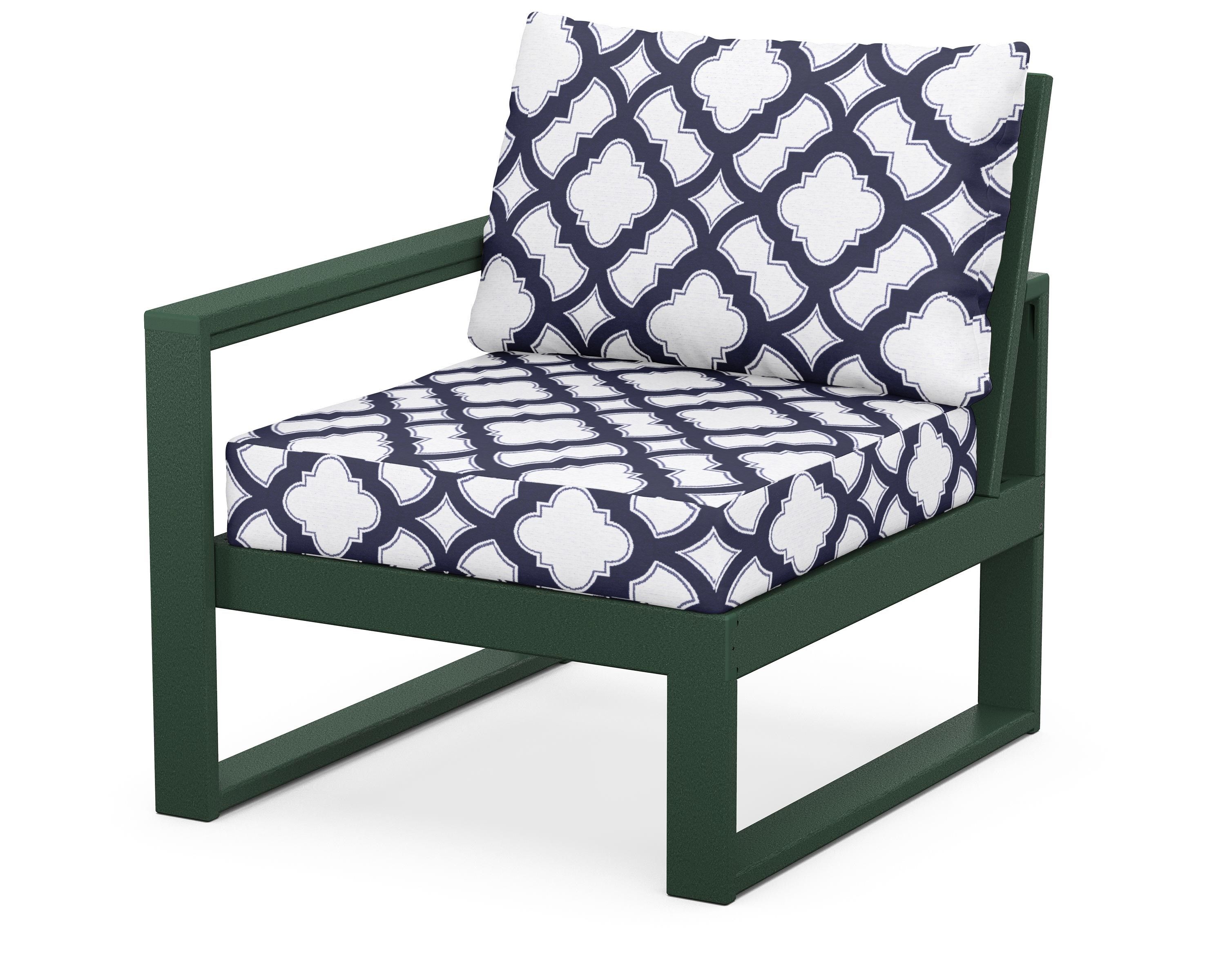 POLYWOOD® EDGE Modular Left Arm Chair in Green / Trellis Navy