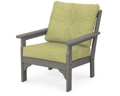 POLYWOOD® Vineyard Deep Seating Chair in Slate Grey / Chartreuse Boucle
