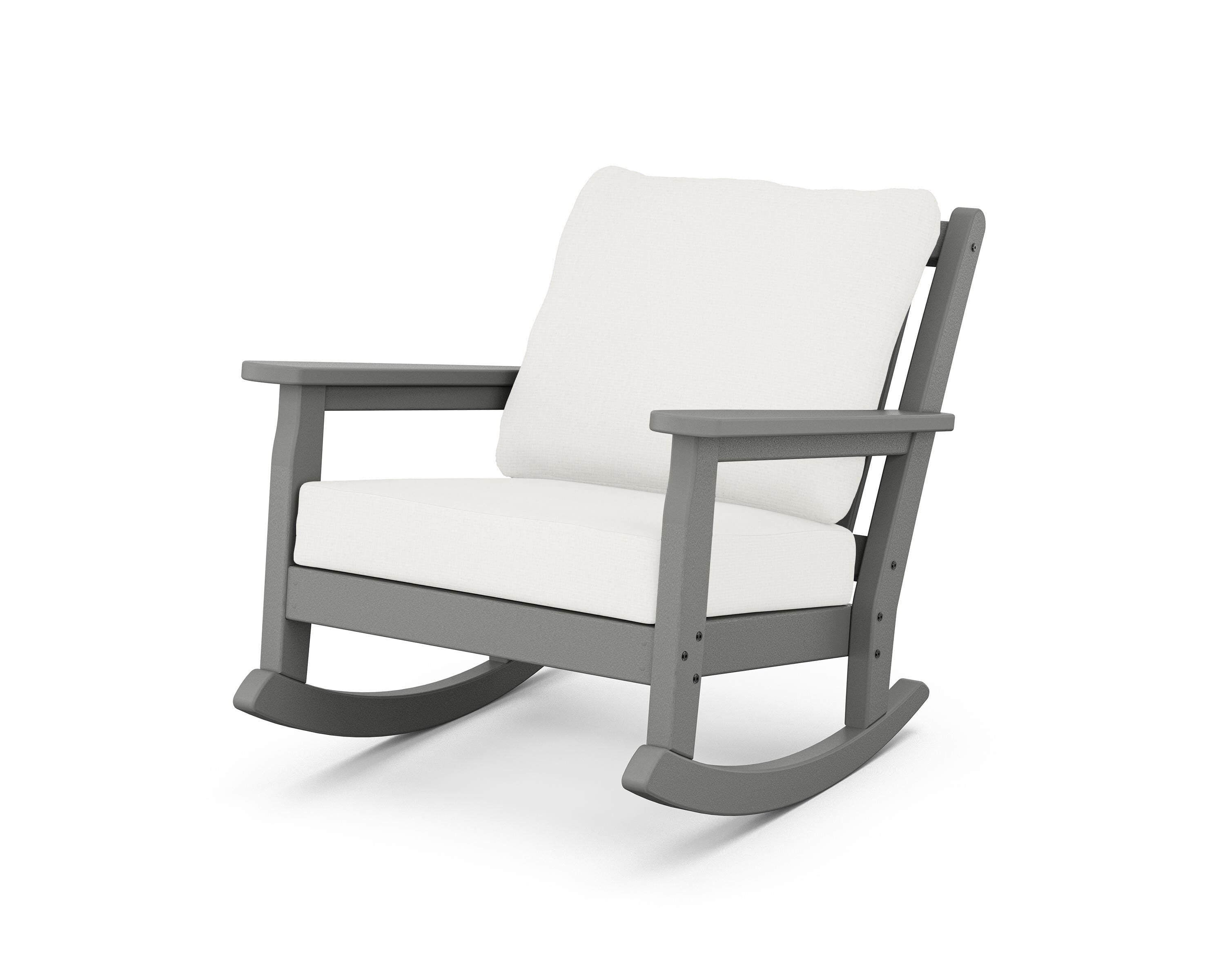 POLYWOOD® Chippendale Deep Seating Rocking Chair in Slate Grey / Natural Linen