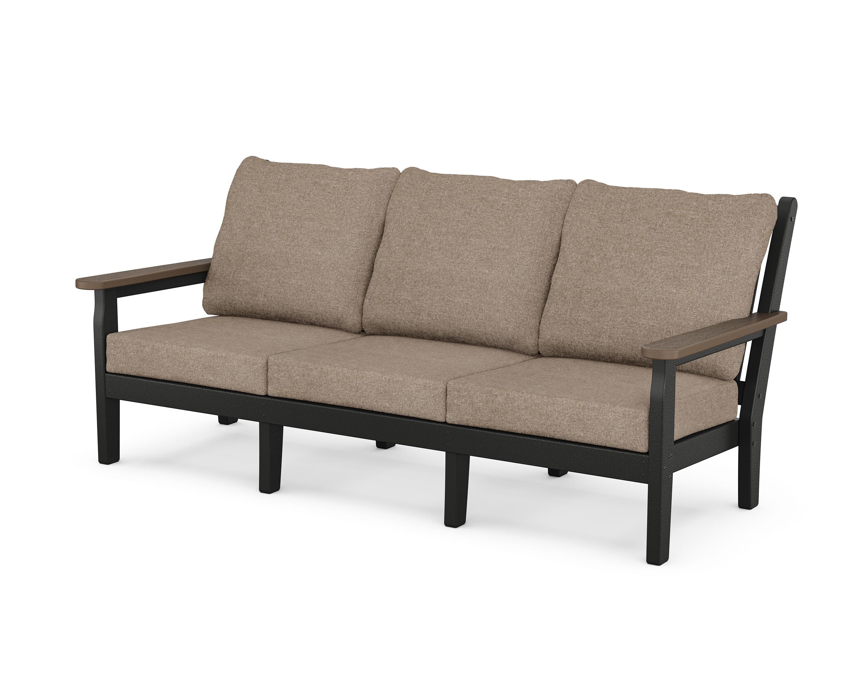 POLYWOOD® Chippendale Deep Seating Sofa in Black / Kona / Spiced Burlap