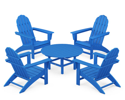 POLYWOOD® Vineyard 5-Piece Adirondack Chair Conversation Set in Pacific Blue