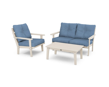 POLYWOOD® Lakeside 3-Piece Deep Seating Set in Sand / Sky Blue