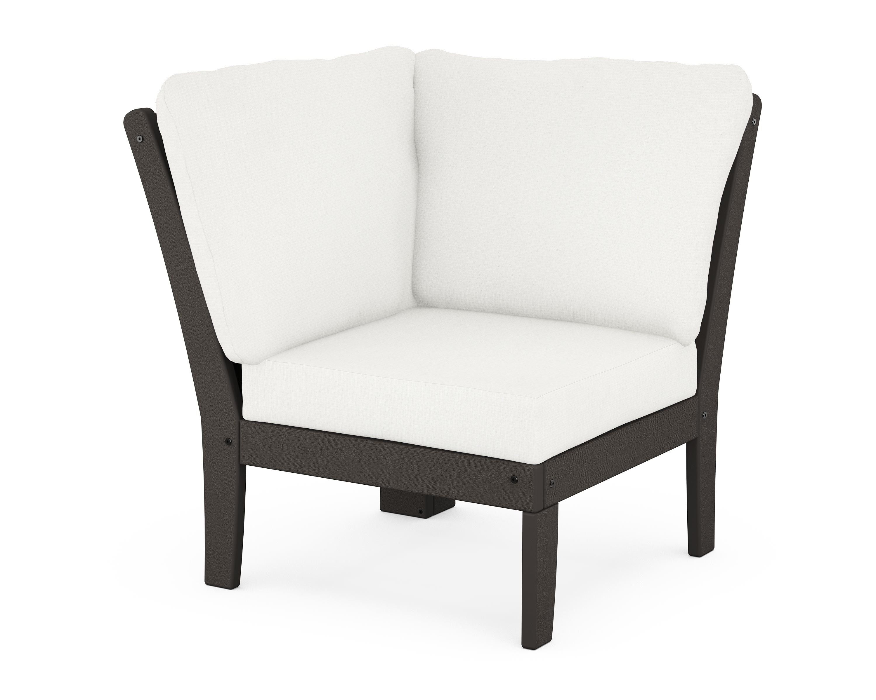POLYWOOD® Braxton Modular Corner Chair in Vintage Coffee / Natural Linen