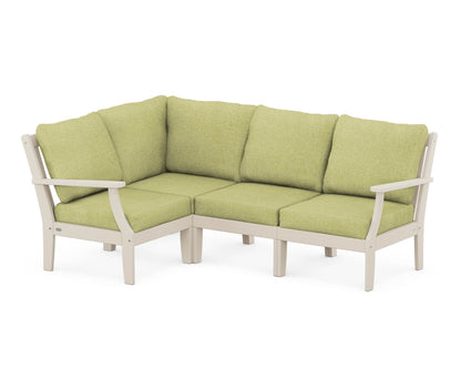 POLYWOOD® Braxton Modular 4-Piece Deep Seating Set in Sand / Chartreuse Boucle