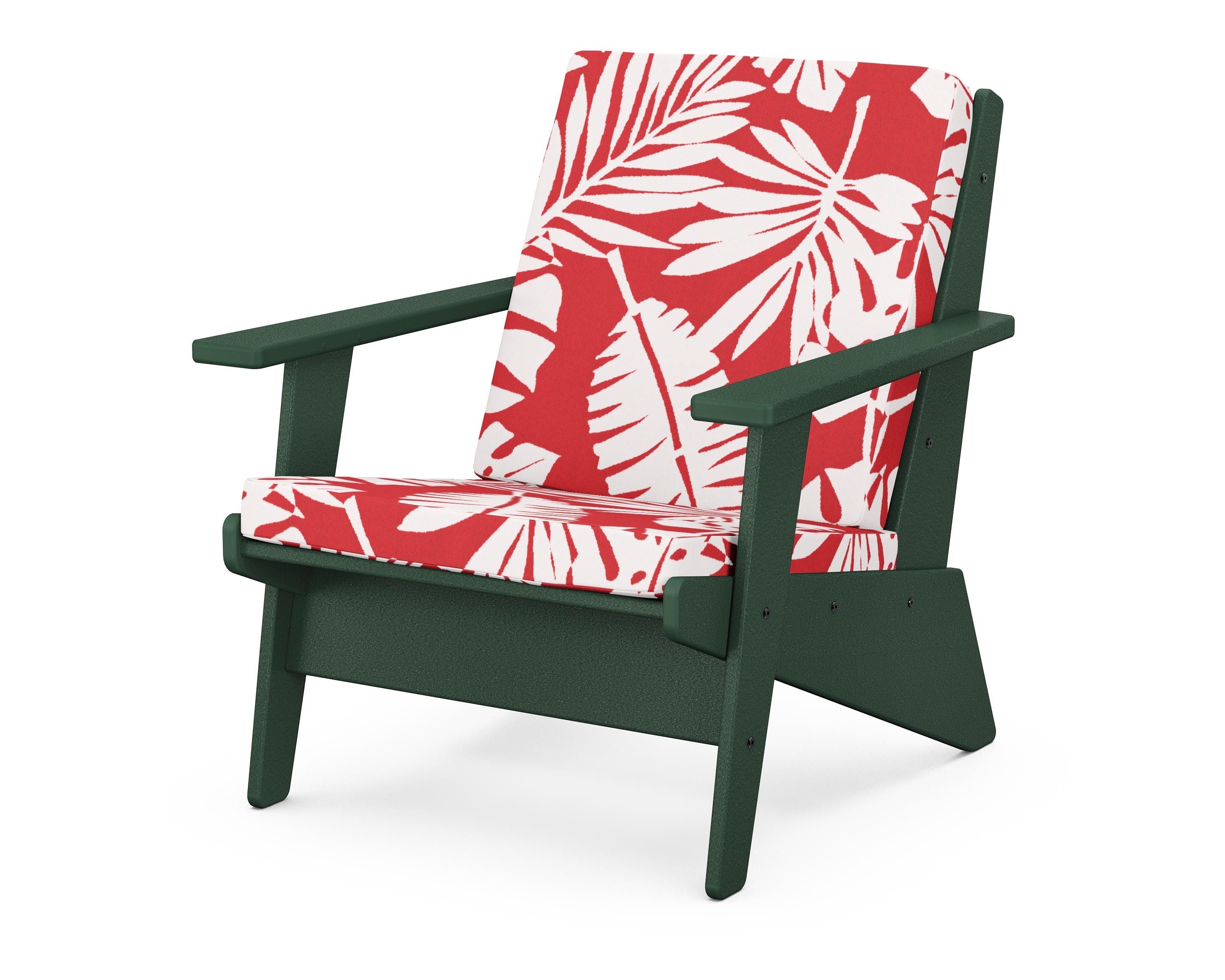 POLYWOOD® Riviera Modern Lounge Chair in Green / Leaf Crimson