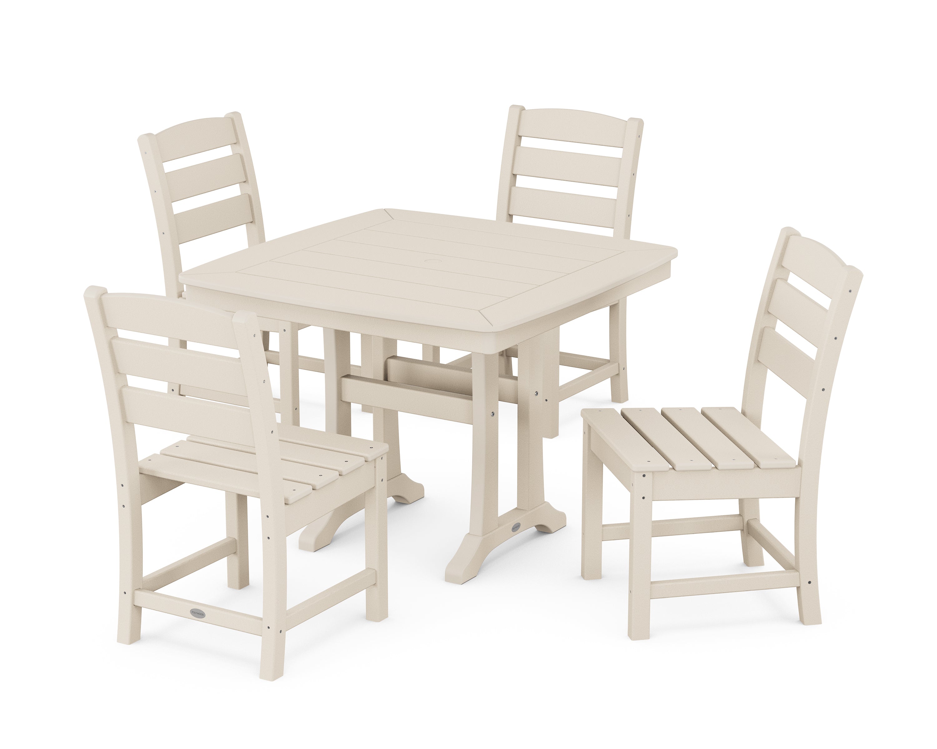 POLYWOOD® Lakeside Side Chair 5-Piece Dining Set with Trestle Legs in Sand