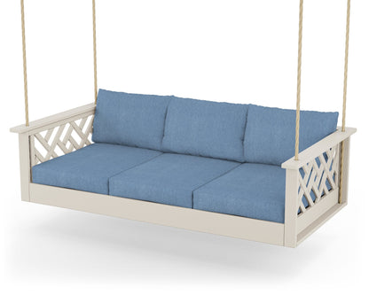 POLYWOOD® Chippendale Daybed Swing in Sand / Sky Blue
