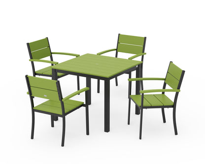 POLYWOOD® Main Street 5-Piece Dining Set in Black / Lime