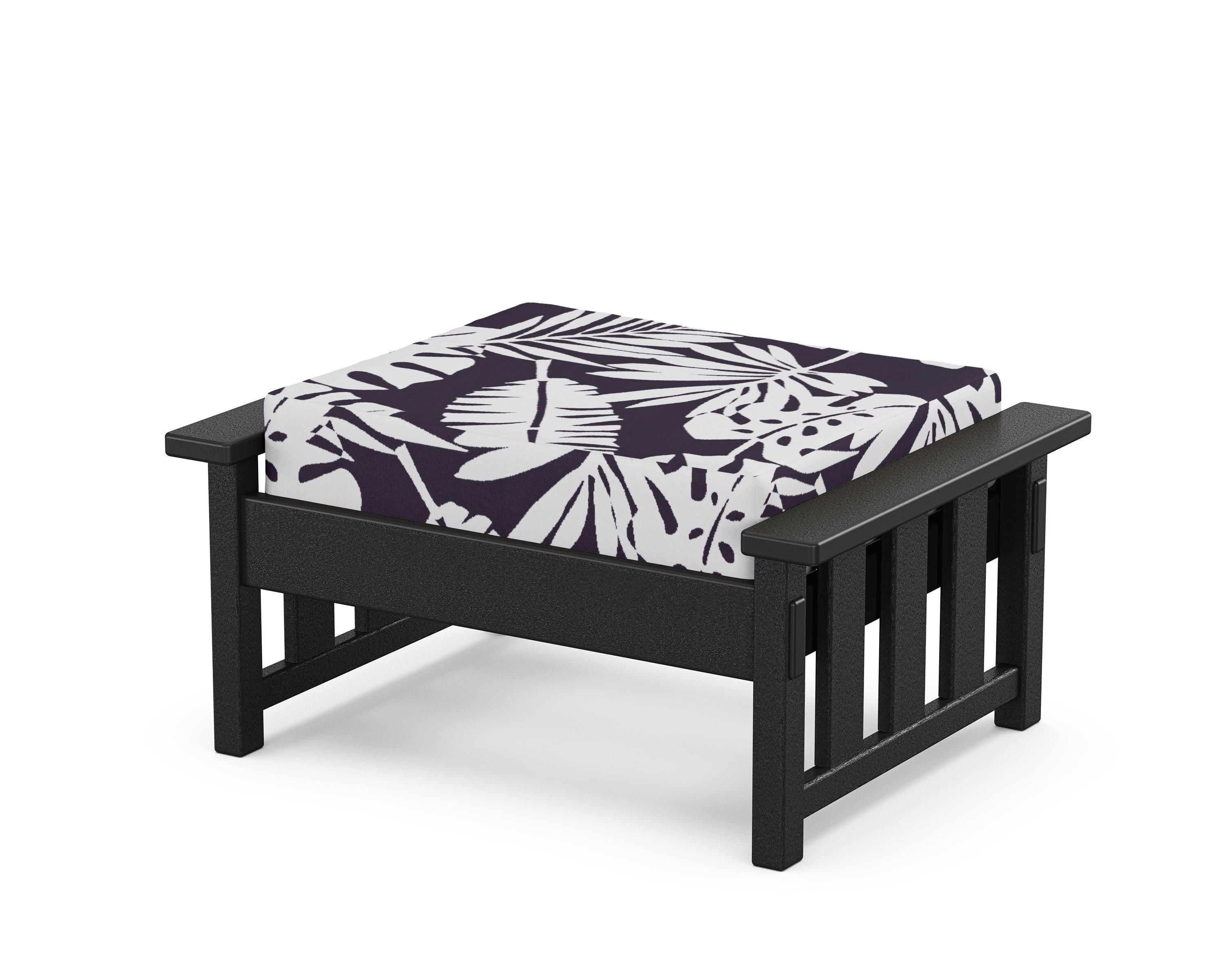 Martha Stewart by POLYWOOD® Acadia Deep Seating Ottoman in Black / Leaf Navy