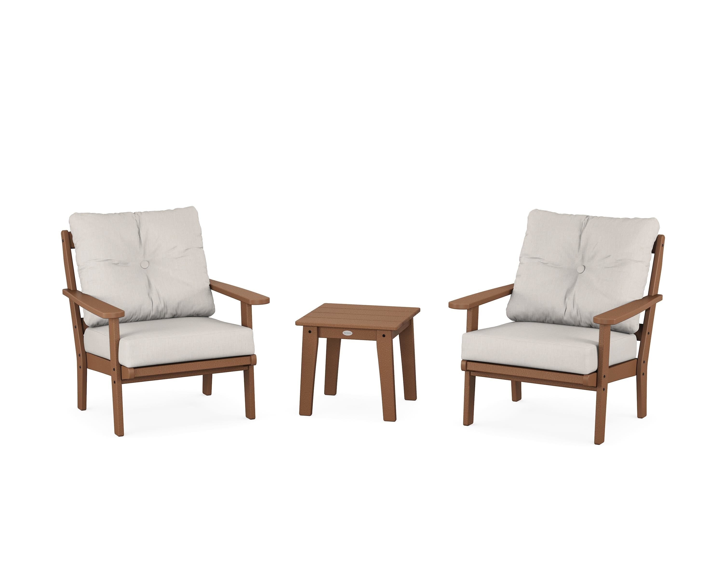POLYWOOD® Mission 3-Piece Deep Seating Set in Teak / Cast Ash