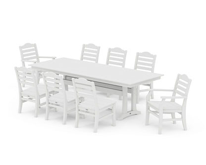 POLYWOOD® Savannah 9-Piece Farmhouse Dining Set with Trestle Legs in White