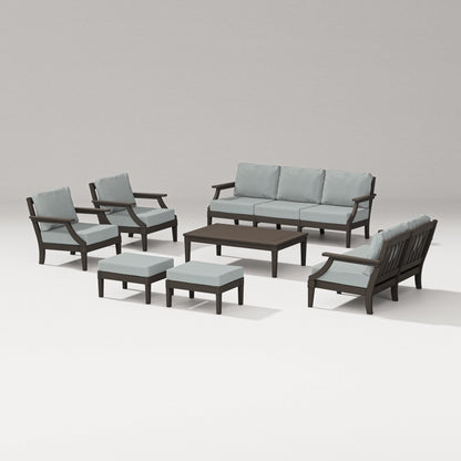 PW Designer Series Estate 7-Piece Lounge Sofa Set in Vintage Coffee / Spa