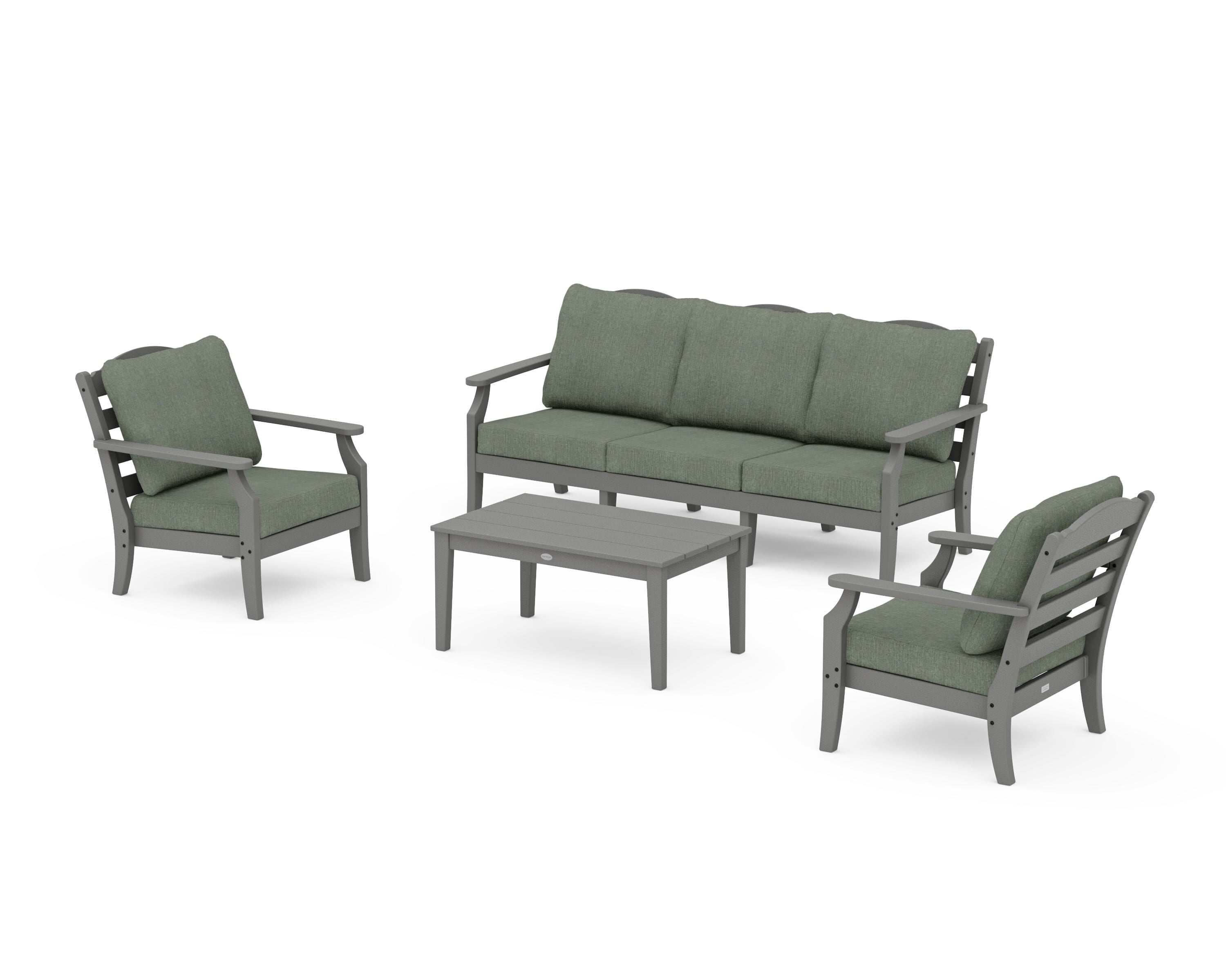 Draper James™ by  POLYWOOD® Savannah 4-Piece Deep Seating Set with Sofa in Slate Grey / Cast Sage
