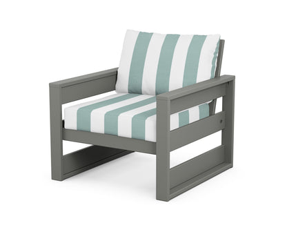 POLYWOOD® Westport Club Chair in Slate Grey / Cabana Stripe Glacier Spa
